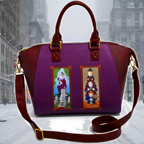 NWT Loungefly  Haunted Mansion Stretching Portraits Satchel Bag,CHARM& WALLET! - Picture 4 of 13